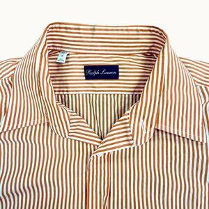 Ralph Lauren Purple Label Orange White Striped Dress Shirt XXL 18